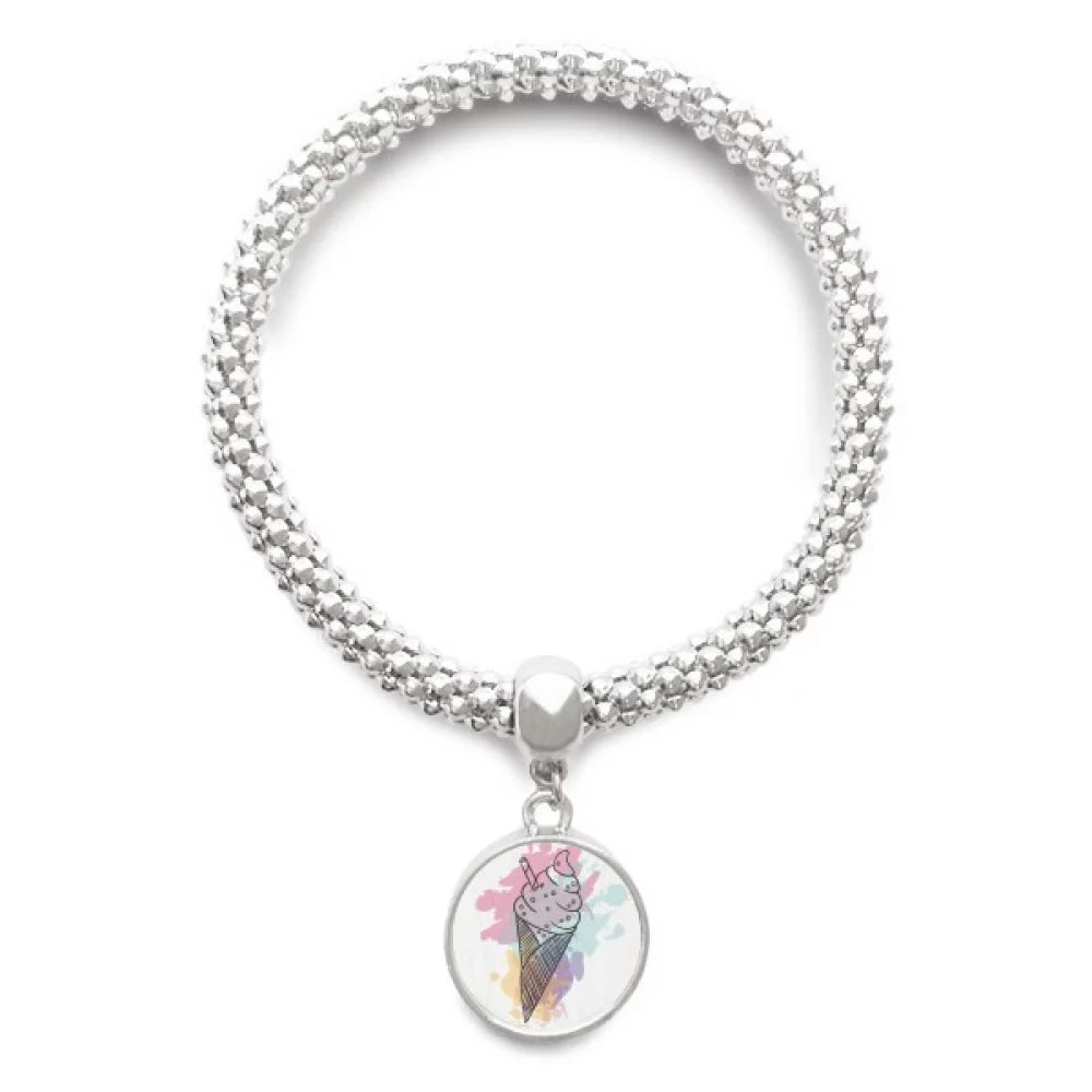 Watercolor Biscuits Bar Cones Ice Sliver Bracelet Pendant Jewelry Chain Adjustable Bangle