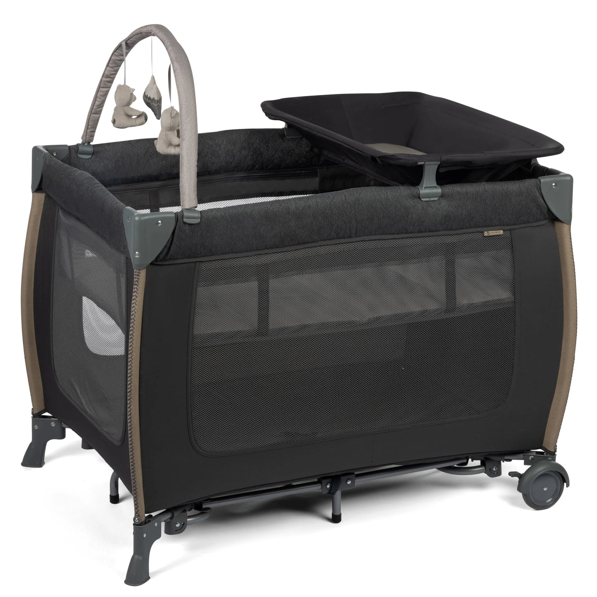 Monbebe Play Yard with Full Size Rocking Bassinet, Castle Point