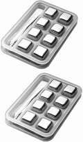 Corrosion-free Metal Whisky Stones Metal Ice Cube Reusable Chilling Rocks Cooling for Scotch Whisky Wine Gin Tonic Drinks Party Men Women(Size:16 Pieces,Color:Square)
