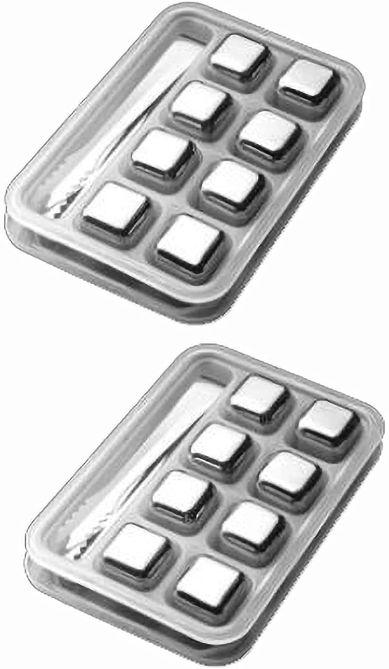 Corrosion-free Metal Whisky Stones Metal Ice Cube Reusable Chilling Rocks Cooling for Scotch Whisky Wine Gin Tonic Drinks Party Men Women(Size:16 Pieces,Color:Square)