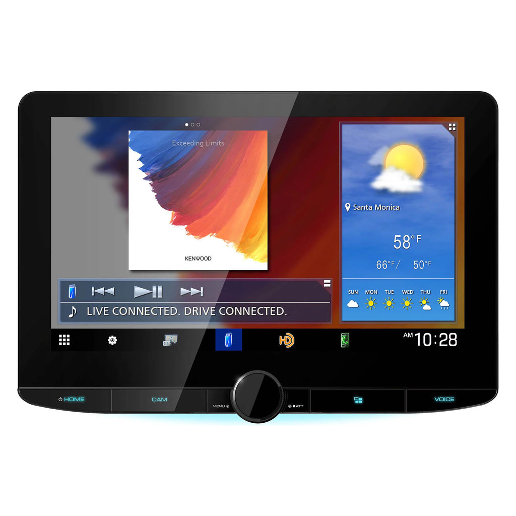 Kenwood DMX1037S 10.1" Floating Panel Digital MultiMedia Receiver with CMOS-320LP Multi-Angle Rear View Camera with License Plate Mounting