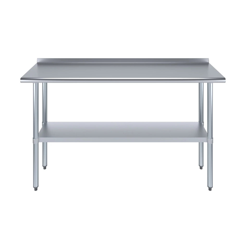 AmGood 18" X 60" Corrosion-free Metal Work Table with 1.5" Backsplash | Metal Kitchen Food Prep Table | NSF