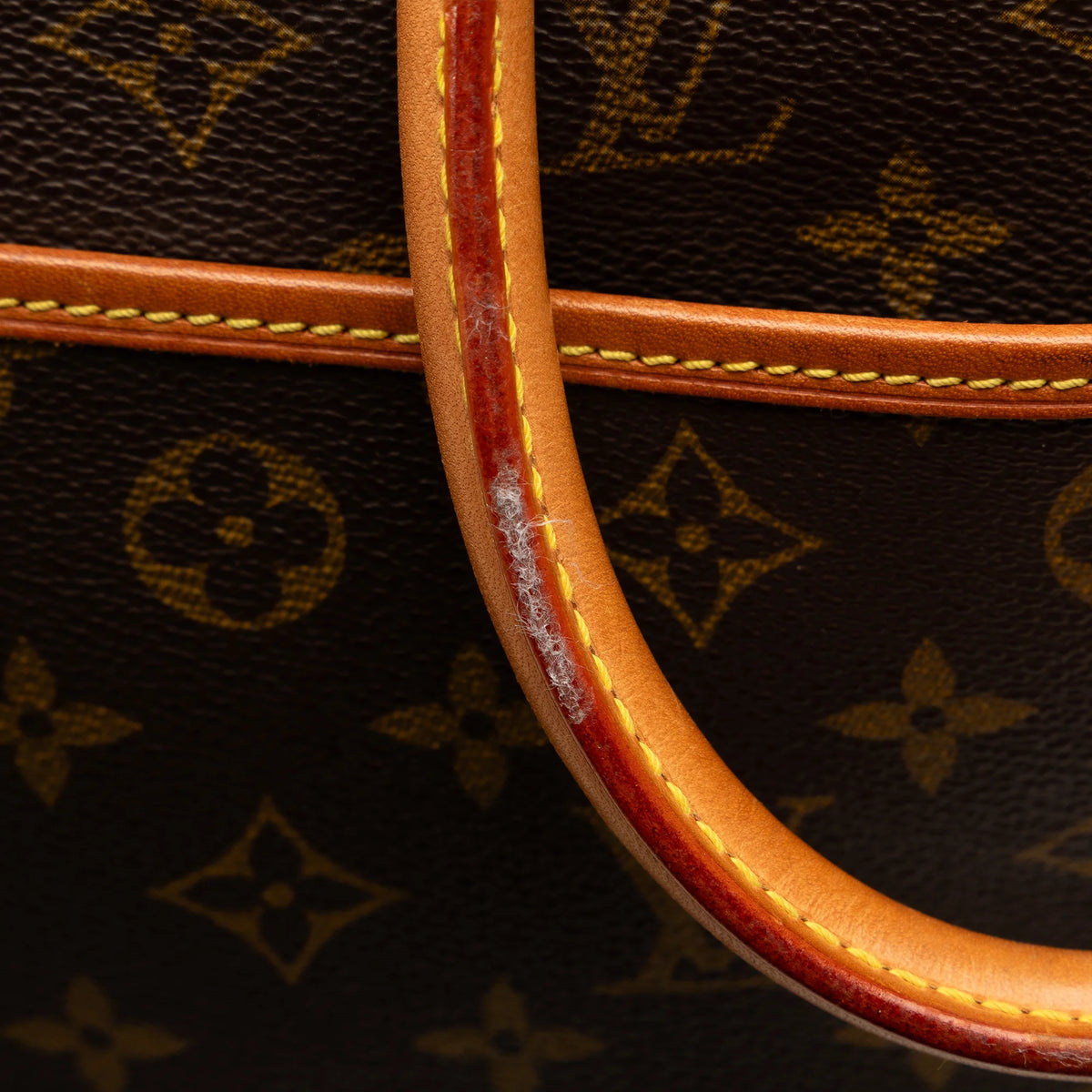 Used Authenticated Louis Vuitton Monogram Deauville Canvas Brown Handbag Top HandleBag Unisex (Good)