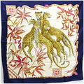 Secondhand Salvatore Ferragamo Silk Scarf Muffler Navy x Multicolor Leopard Print For Her (Good)