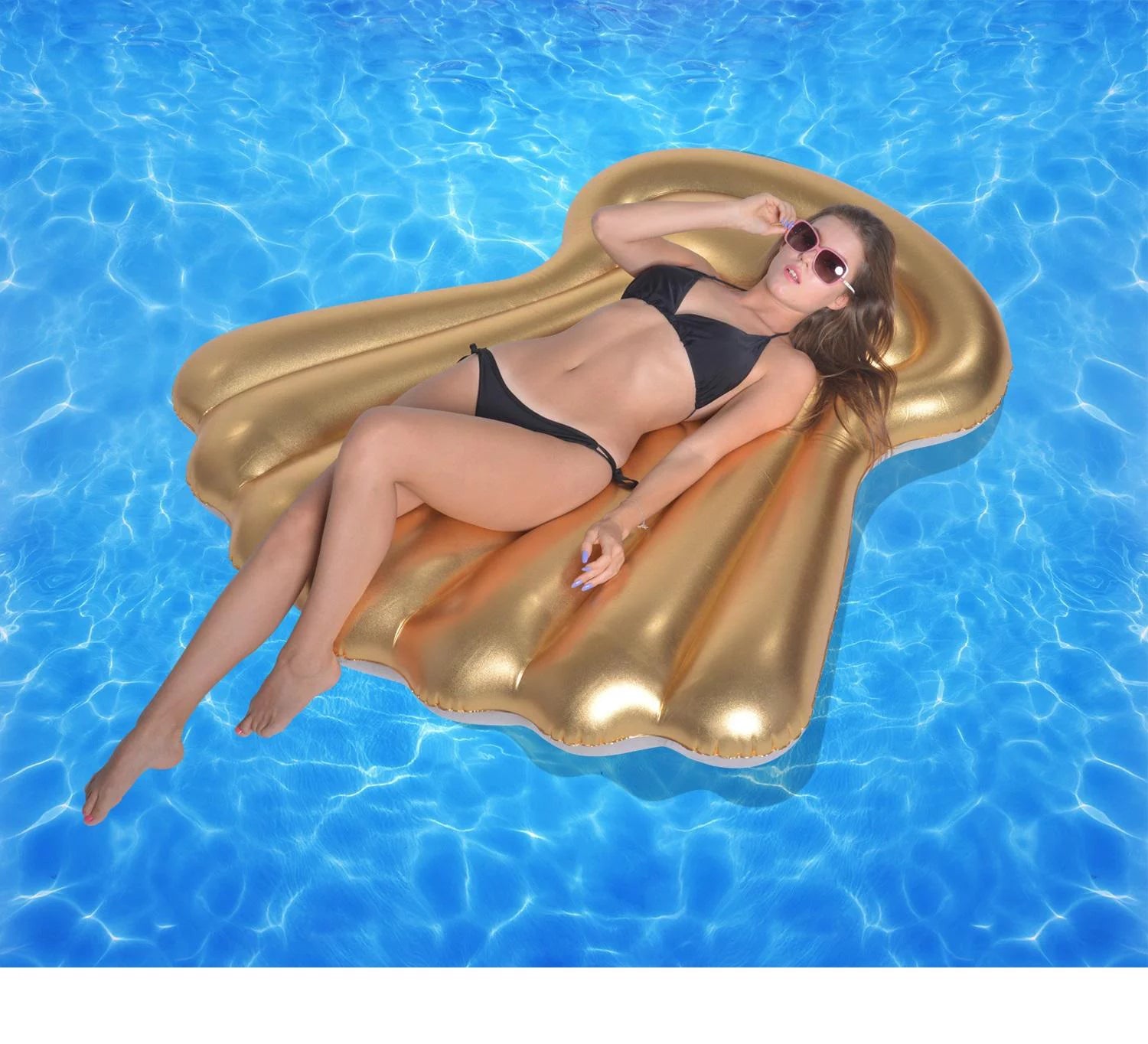 Inflatable Golden Shell Sparkle and Shine 63 Inch Swimming Pool Float