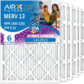 14x20x1 Air Filter MERV 13 Comparable to MPR 1500 - 2200 & FPR 9 Electrostatic Pleated Air Conditioner Filter 6 Pack HVAC AC Premium USA Made 14x20x1 Furnace Filters by AIRX FILTERS WICKED CLEAN AIR.