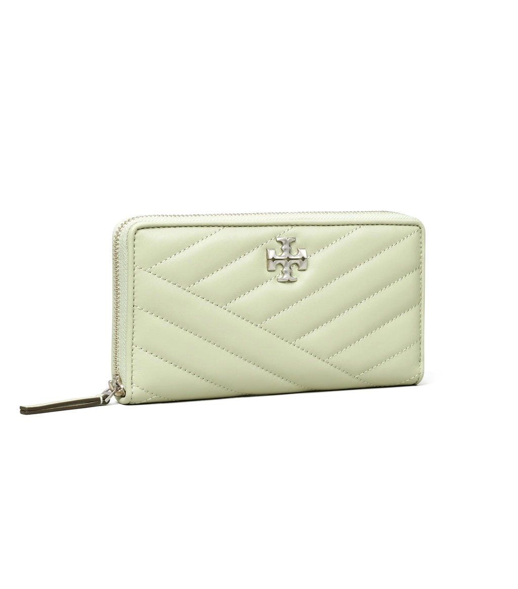 Tory Burch Female Kira Chevron Zip Continental Leather Wallet (Pine Frost)