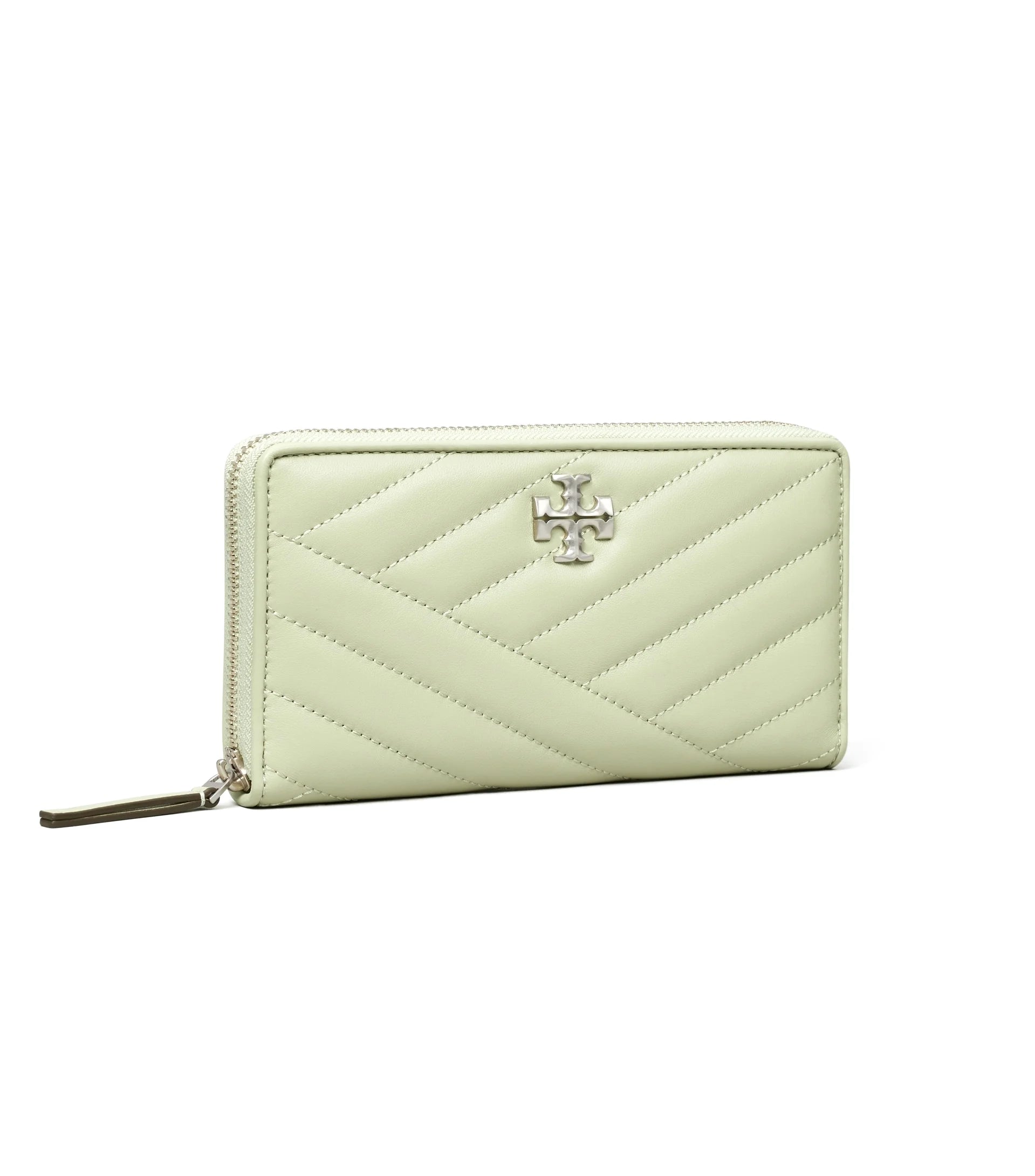 Tory Burch Female Kira Chevron Zip Continental Leather Wallet (Pine Frost)