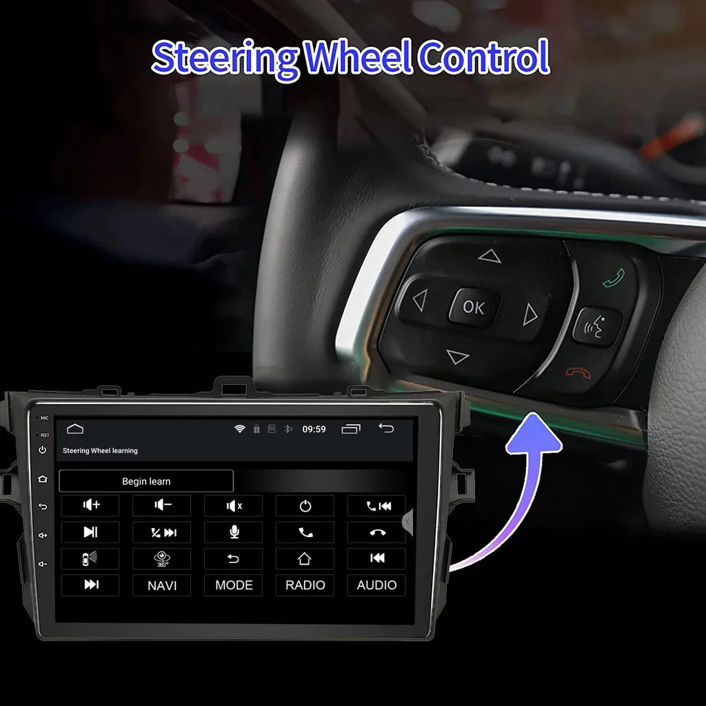 Binize Car Stereo for Toyota Corolla 08-12 Android 12 Compatible with CarPlay&Android Auto,9 Inch Touch Screen Double Din Car Radio Support Bluetooth, GPS Navigation, FM&AM, Backup Camera