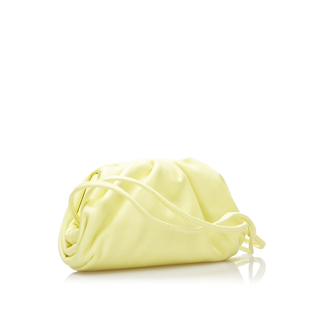 Previously Owned Authenticated Bottega Veneta The Pouch Calf Leather Yellow Crossbody Bag Unisex (Good)