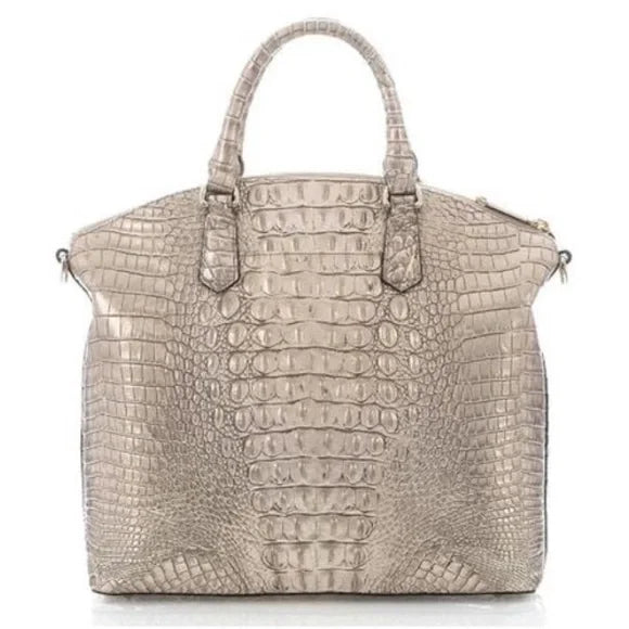 Brahmin Large Duxbury Sugar Cane Silver/Metallic Satchel