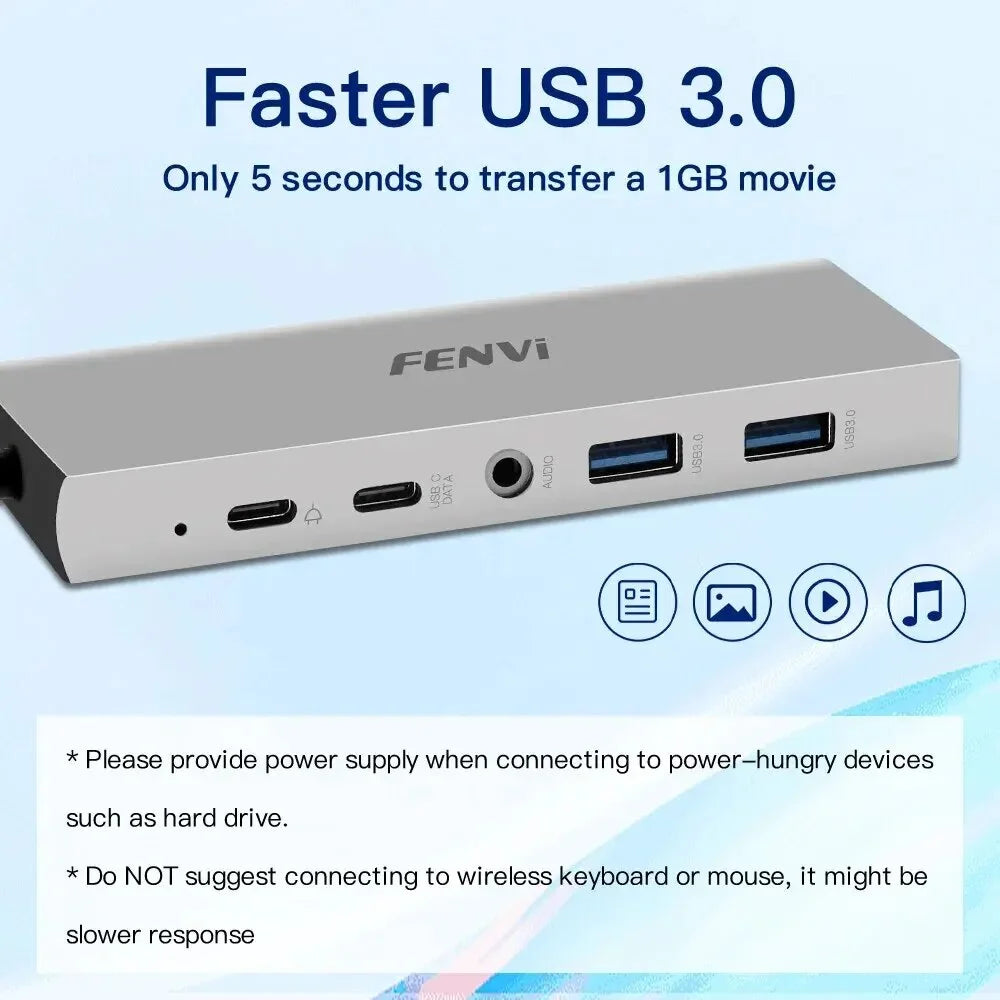 in 1 Type C Hub USB C To -Compatible 4K 30Hz Docking Station PD 100W USB Splitter for Macbook Air PC Laptop Win10